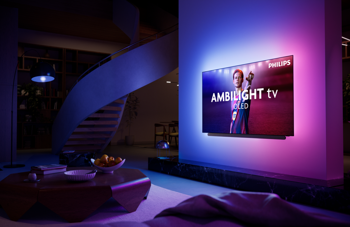 Телевізор Philips OLED Ambilight — вигляд під кутом